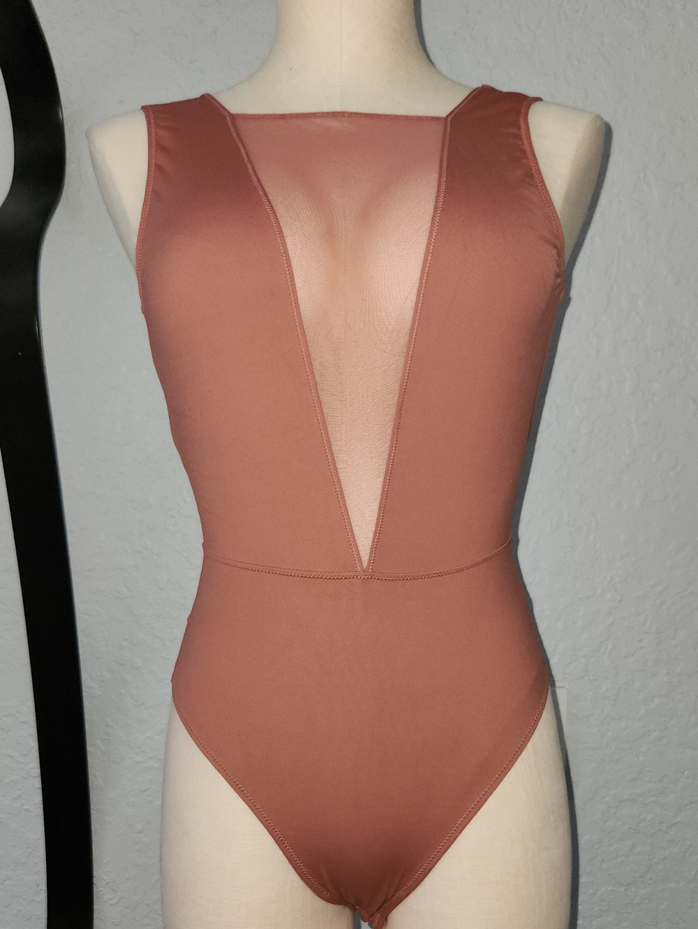 Victoria's Secret Rust-Tone Deep V Mesh Bodysuit